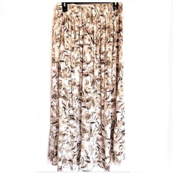 J.JILL Small taupe and cream silky flowy ruffle high low skirt NWT - Picture 1 of 8
